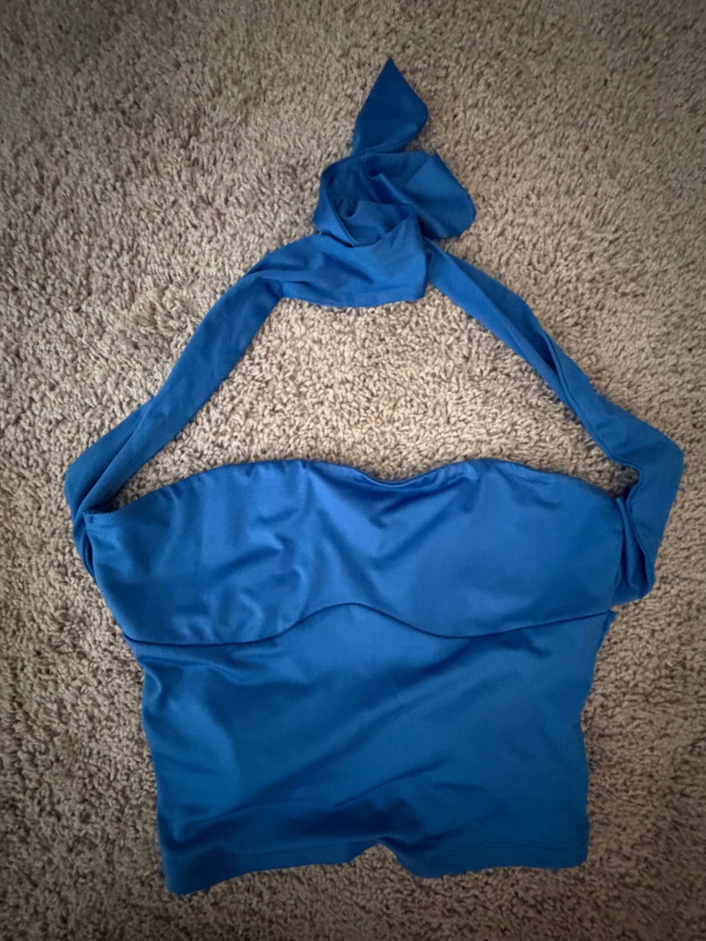 Blue strapless top